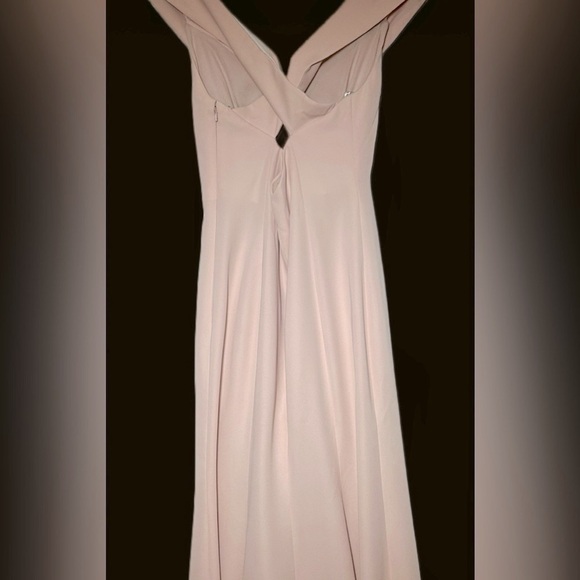 NWT Dessy Collection Off-the-Shoulder Criss Cross Back Trumpet in Cameo, Size 2R - Picture 12 of 16